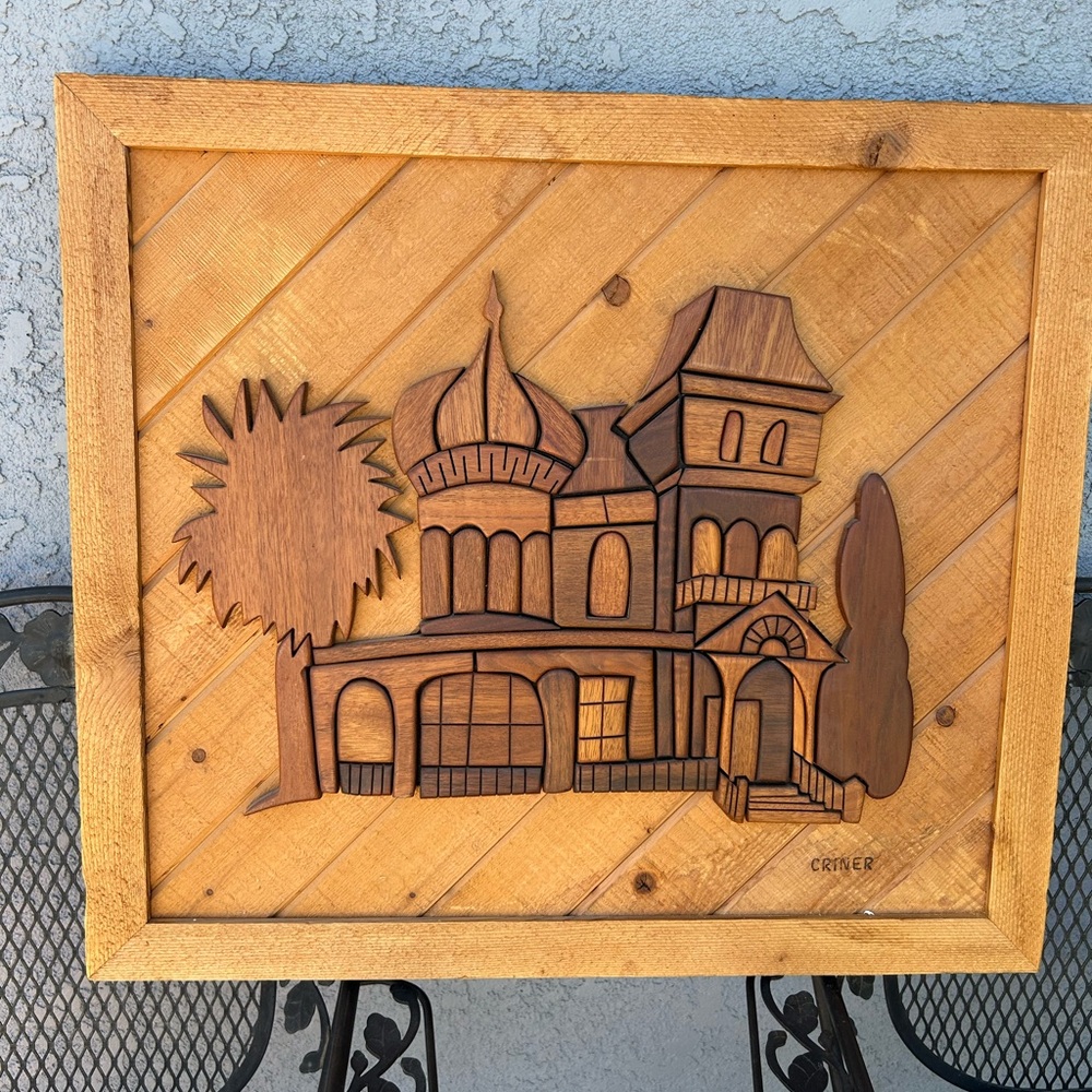 LARGE DAVE CRINER Wall Art with Victorian House Design
